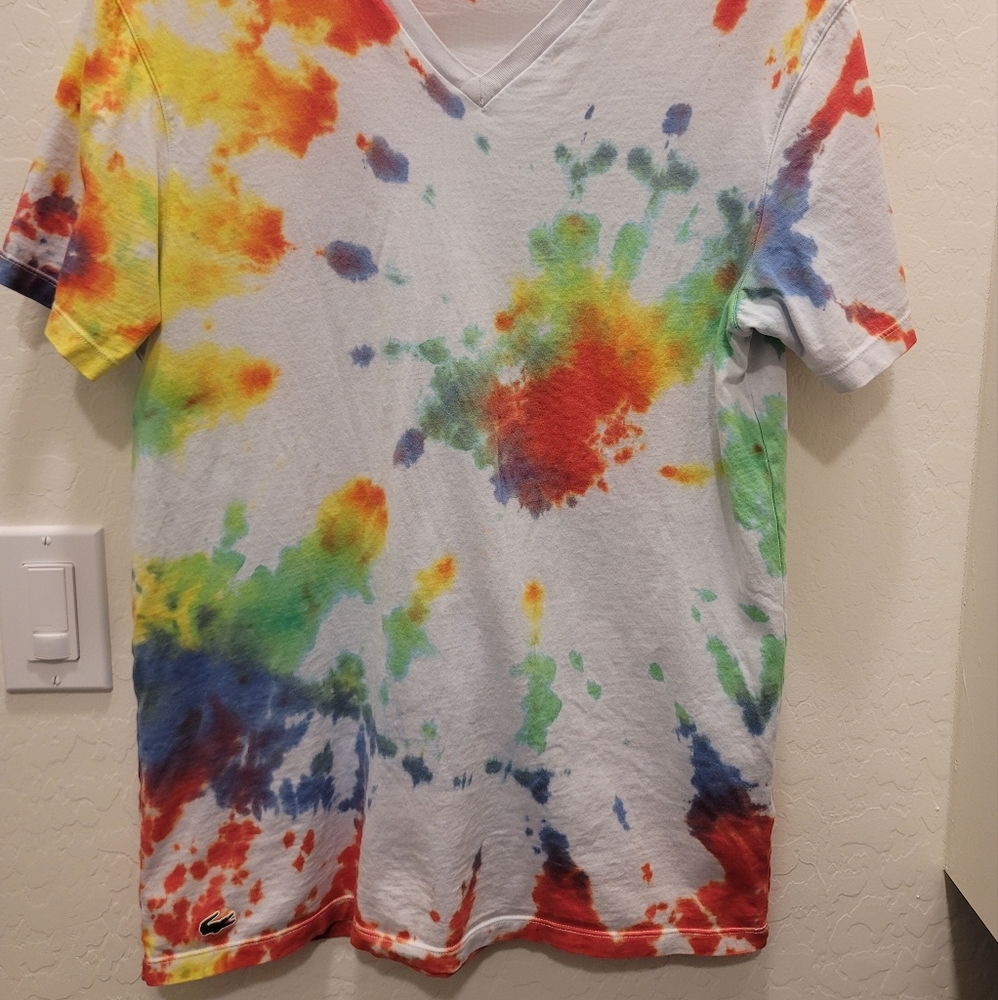 Lacoste tye dyed V neck t shirt